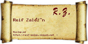 Reif Zalán névjegykártya